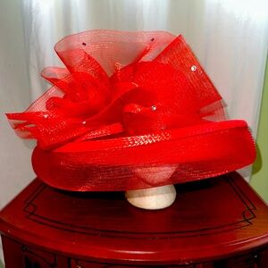 Elegant Women’s Church Hat - Red Woven